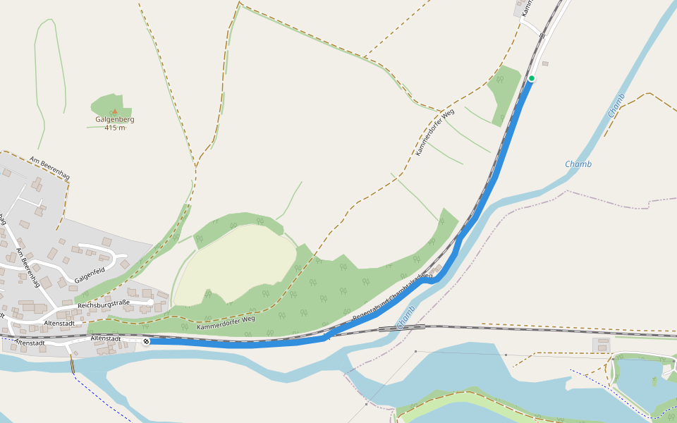Regental und Chambtalradweg walking route map in Cham