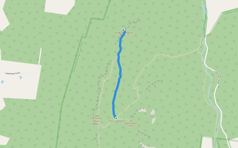 Little Cathedral Track walking route map in Taggerty