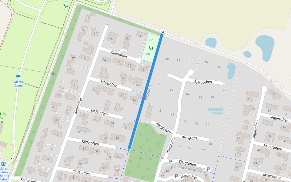 Kildetoften walking route map in Skærbæk