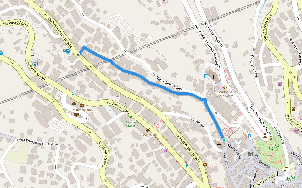 Strada Borgo walking route map in Sanremo