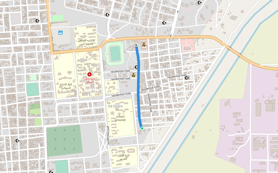 residential road walking route map in Al Mansqil