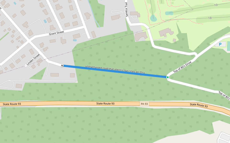 unmantained road that electric/gas lines go thru walking route map in Sugarloaf