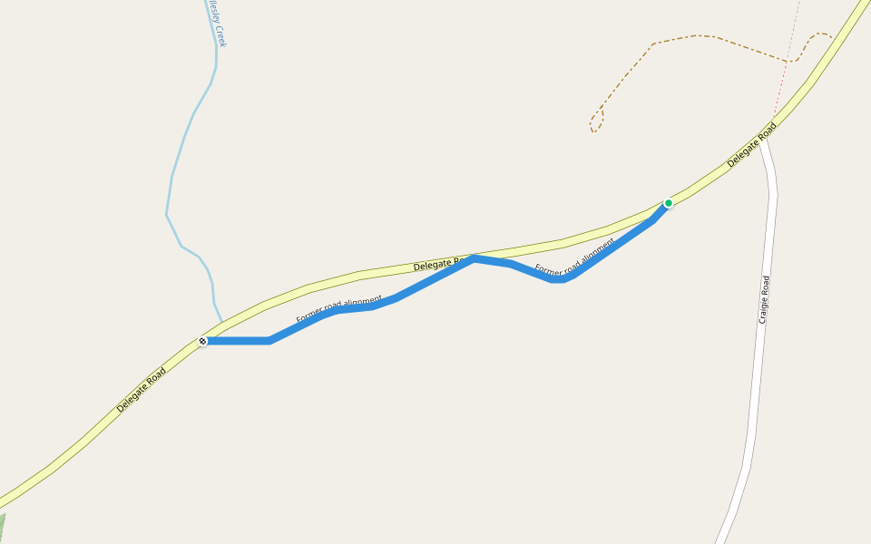 Former road alignment walking route map in Craigie