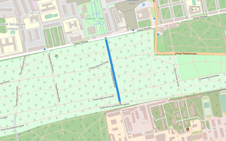 Спутниковая аллея walking route map in Penza