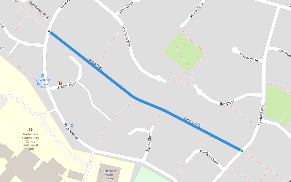 Centre Walk walking route map in Hazlemere