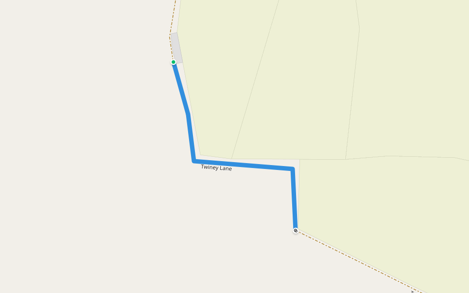 Twiney Lane walking route map in Ellerdine