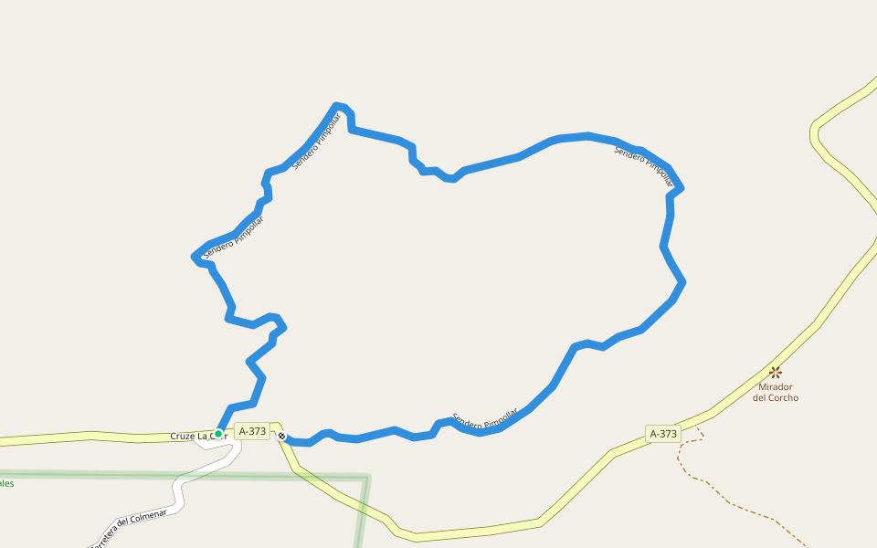 Sendero Pimpollar walking route map in Cortes de la Frontera