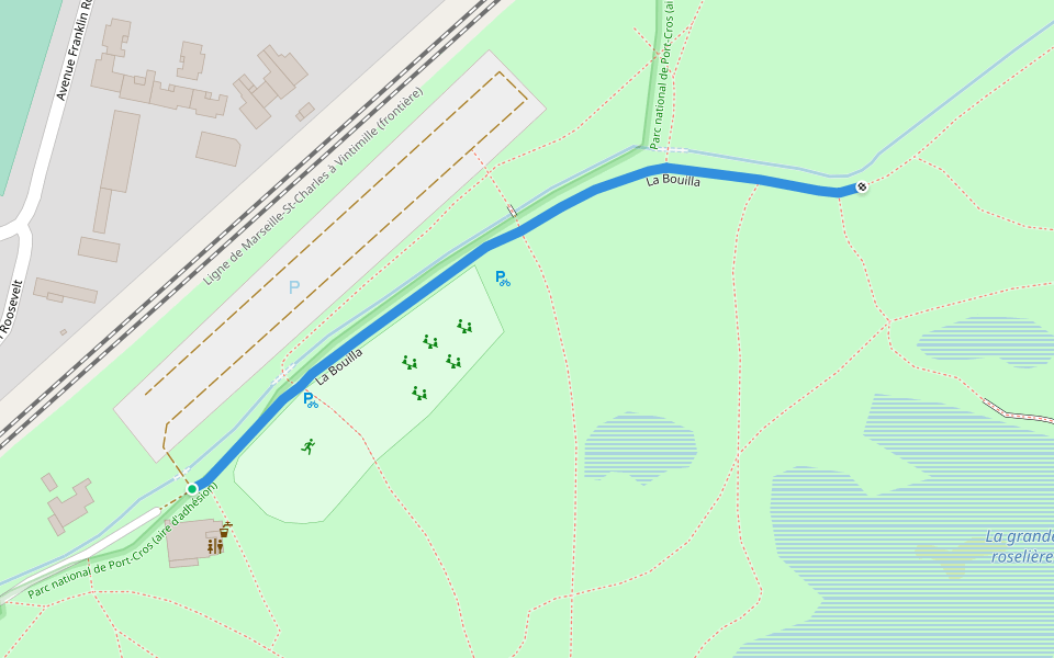La Bouilla walking route map in La Garde
