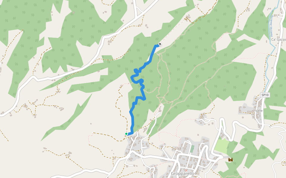Rio Rosello walking route map in Gropparello