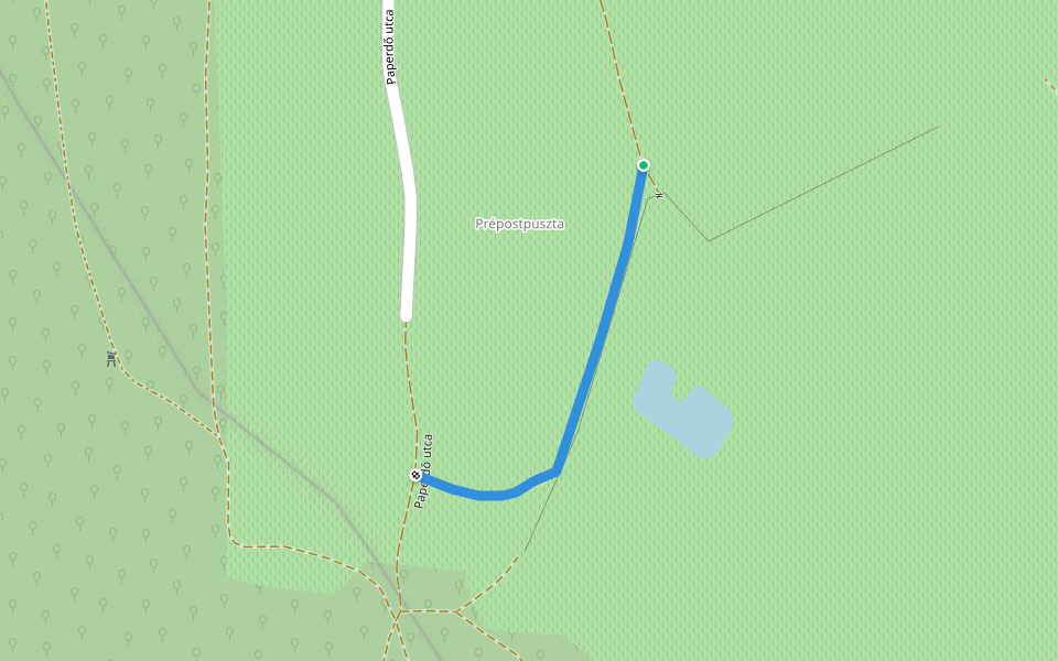 Felső Paperdő utca walking route map in Győrújbarát