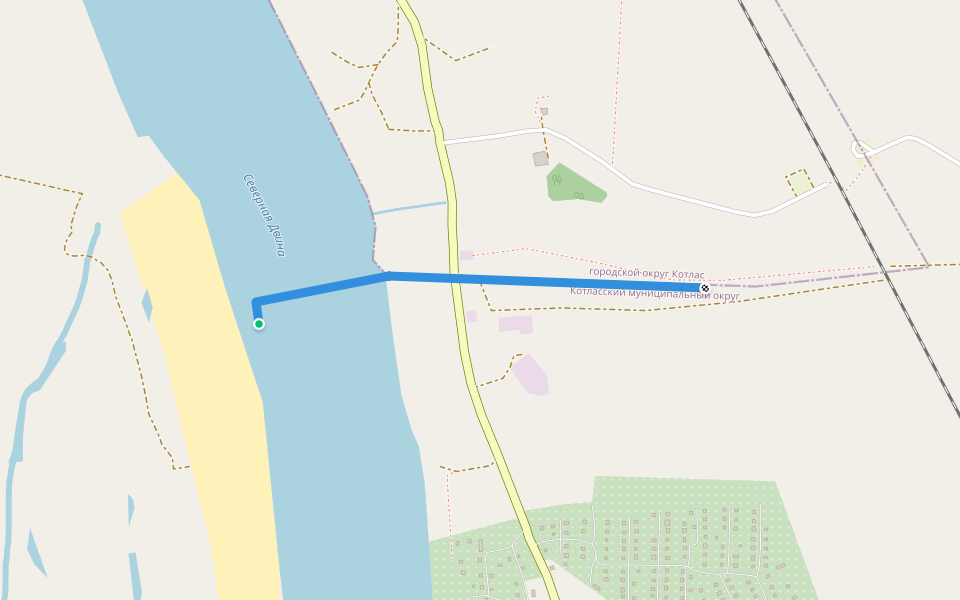 гр. посёлок walking route map in Kotlas
