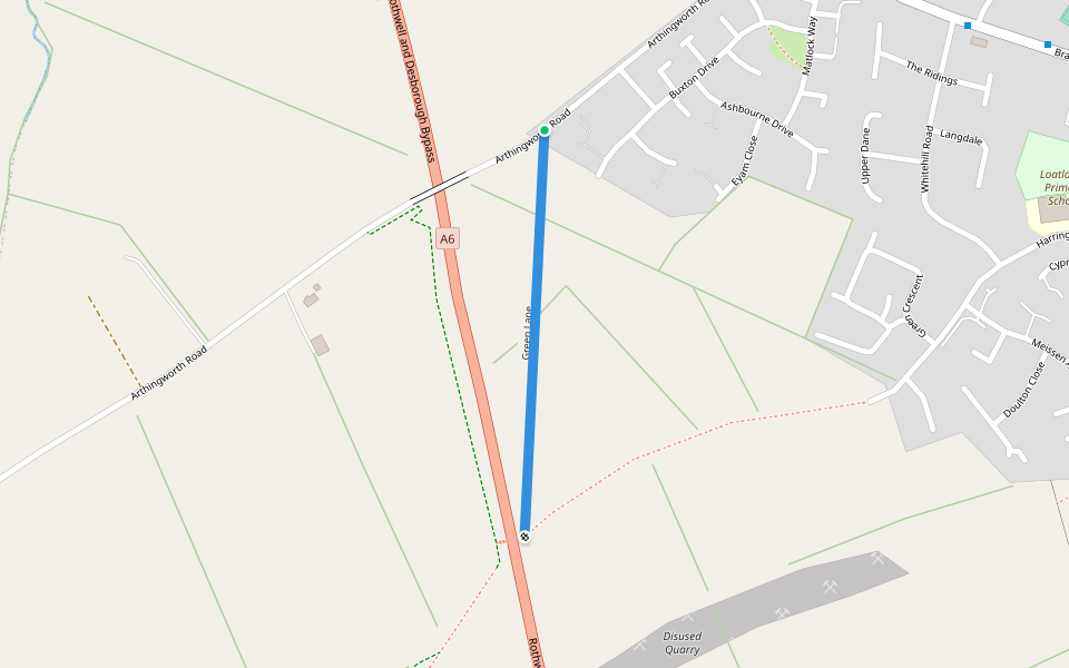 Green Lane walking route map in Desborough