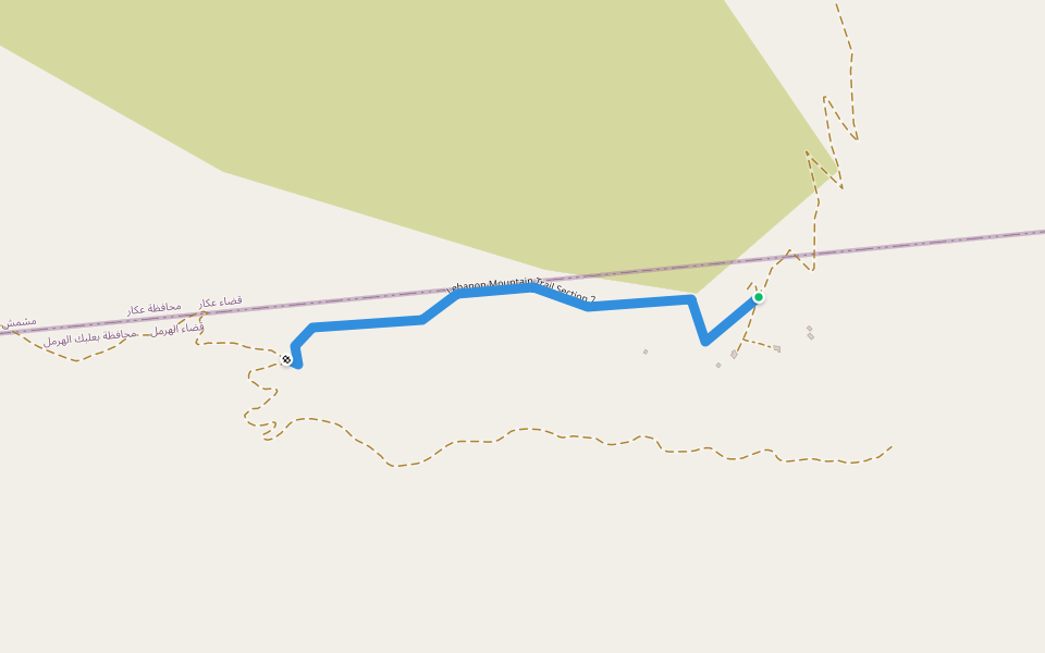 Lebanon Mountain Trail Section 2 walking route map in Mar Lia Hdari