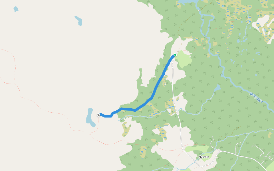 Bossebekkvegen walking route map in Tverrbygda