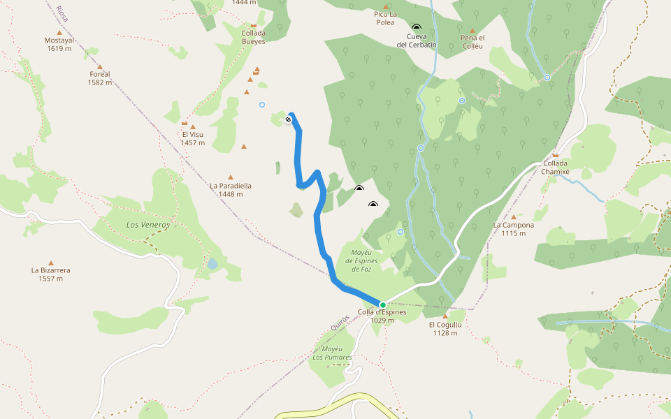 La Calzá'l Fierro walking route map in Armada