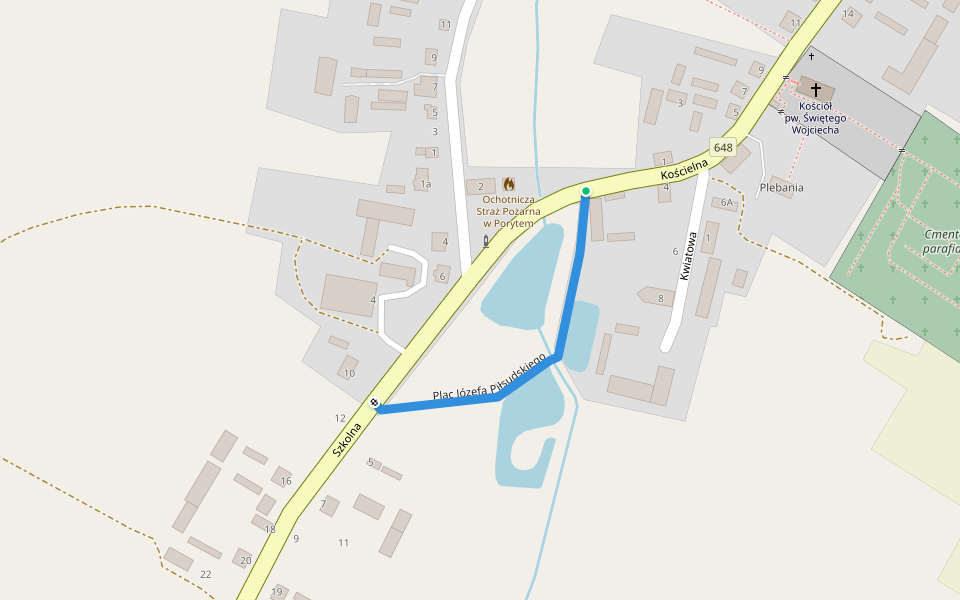 Plac Józefa Piłsudskiego walking route map in Poryte