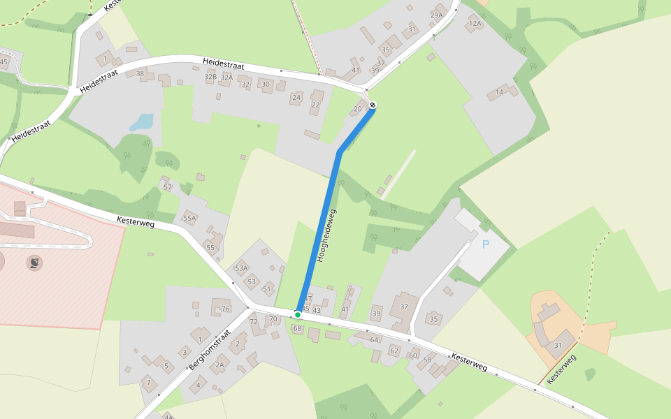 Hoogheideweg walking route map in Gooik