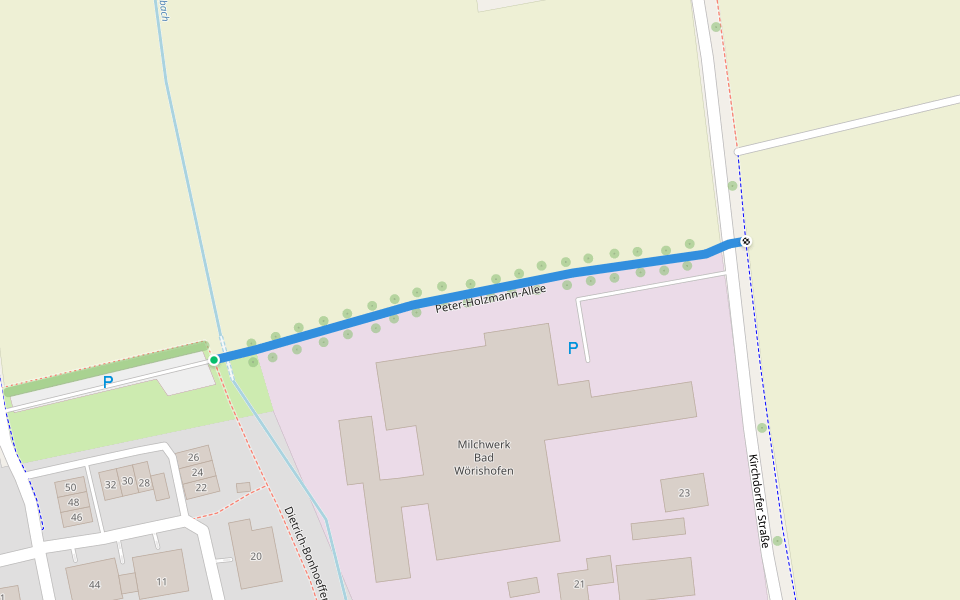 Peter-Holzmann-Allee walking route map in Bad Wörishofen