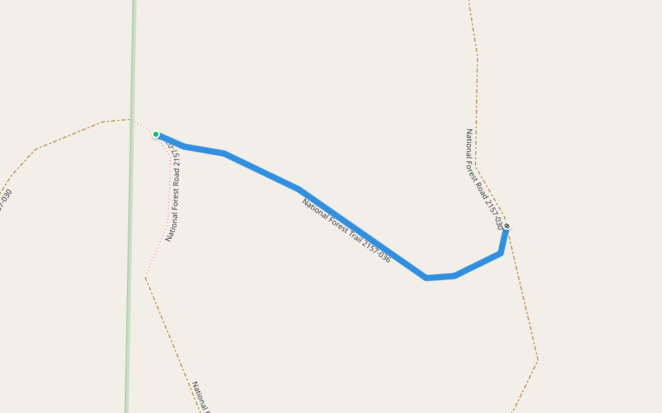 National Forest Trail 2157-036 walking route map in Malo