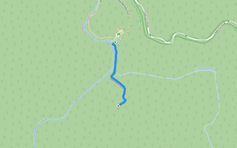 Glory Hole Farm walking route map in Yarrangobilly