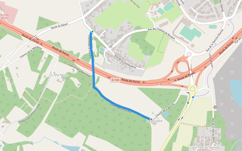 Chemin de la Tourière walking route map in Bouguenais
