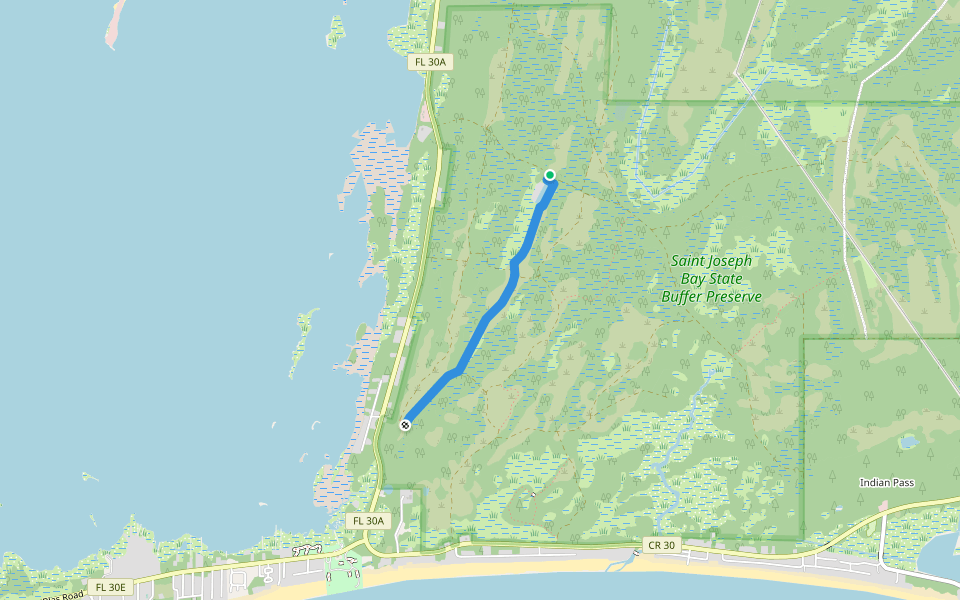 Pond Road walking route map in Port St. Joe