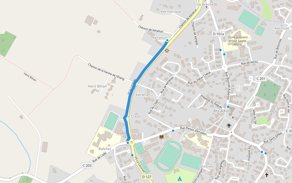 V5 la Littorale walking route map in Arradon