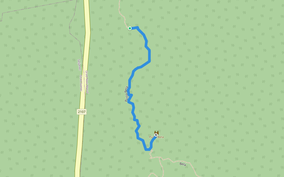 Pusta Bela walking route map in Bela