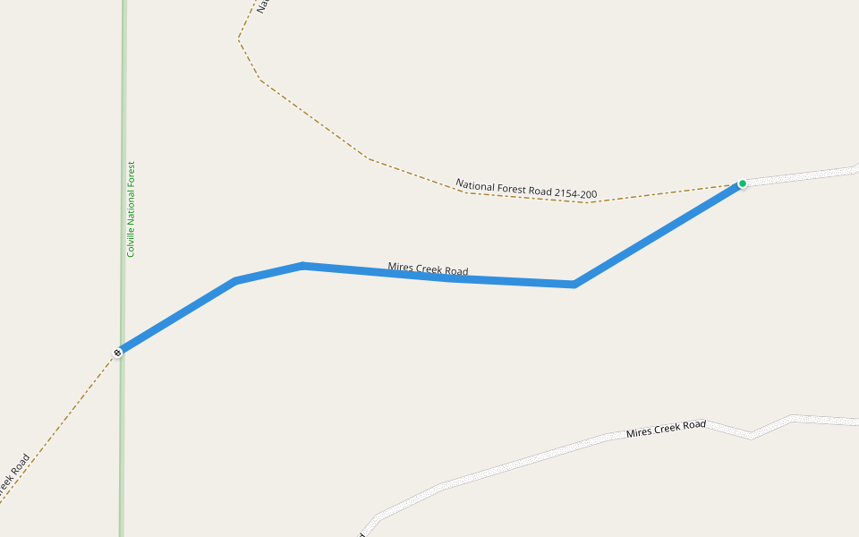 Mires Creek Road walking route map in Republic