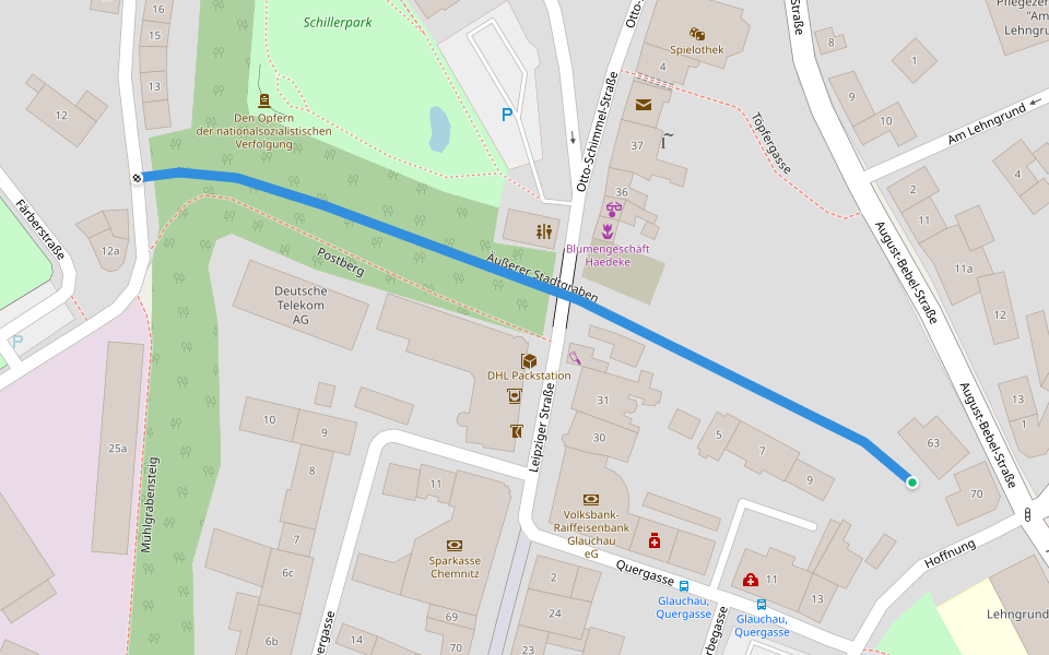 Äußerer Stadtgraben walking route map in Glauchau