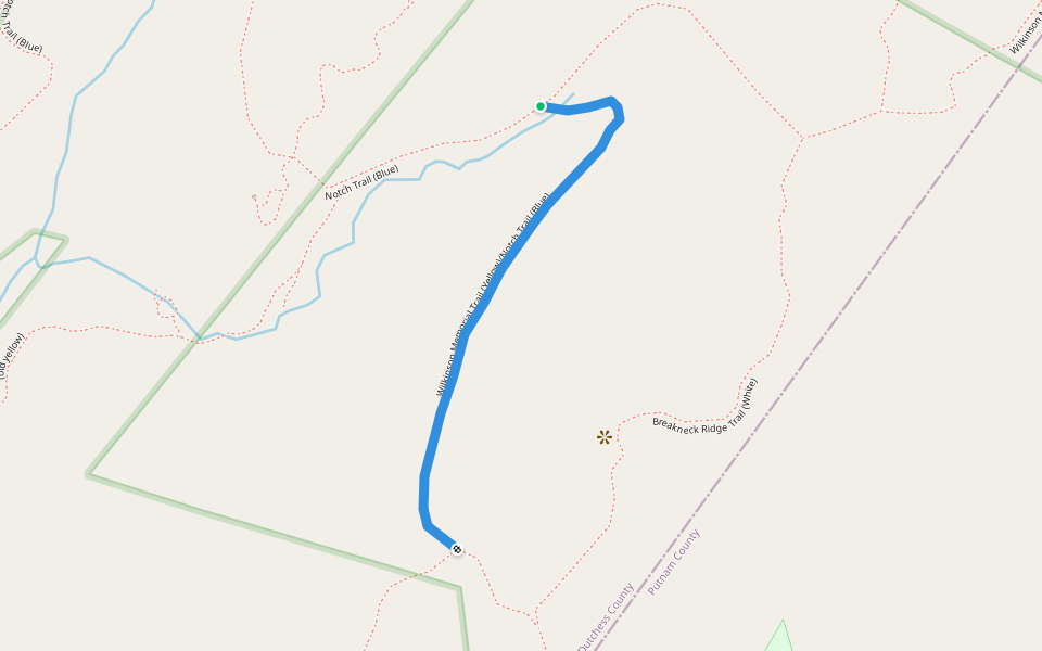 Wilkinson Memorial Trail (Yellow)/Notch Trail (Blue) walking route map in Beacon