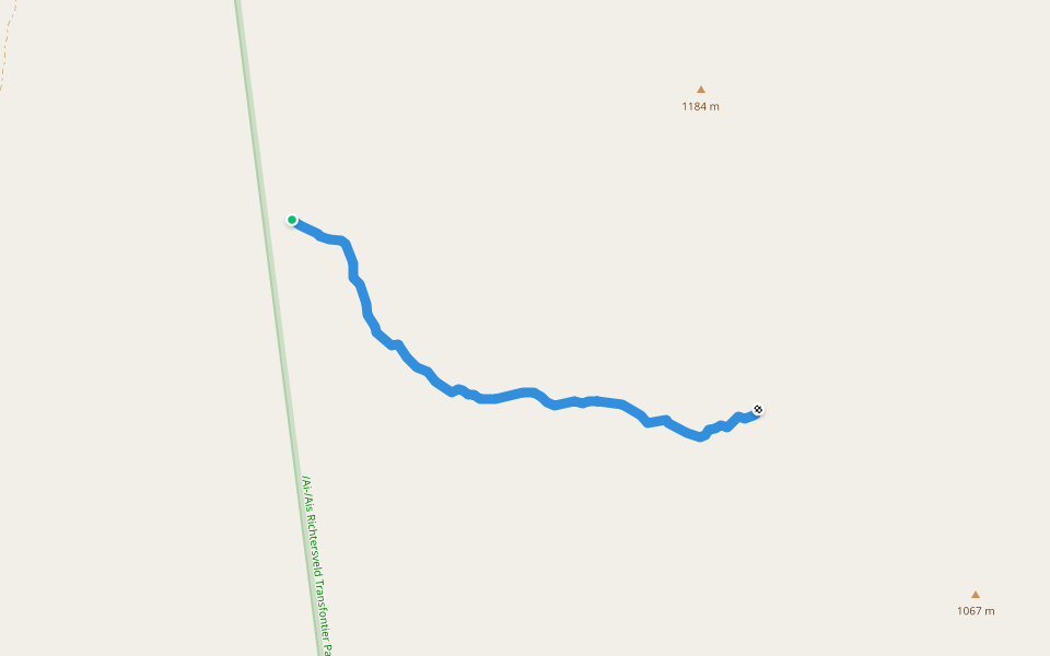 Mc Millans pass 4WD trail walking route map in Hobas