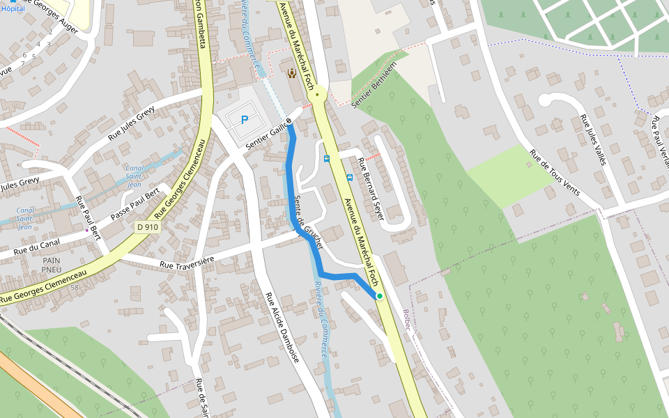 Sente de Gruchet walking route map in Bolbec