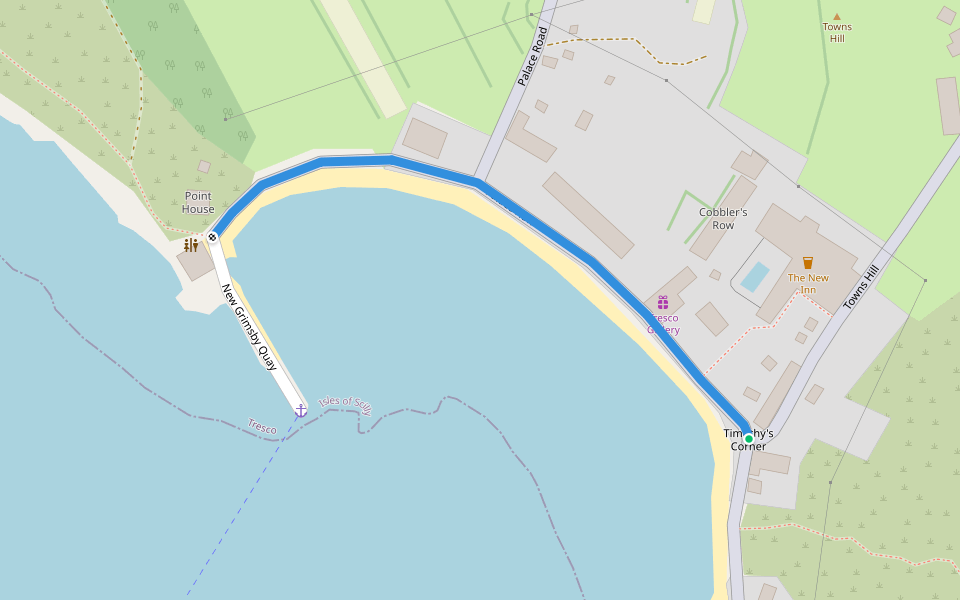Palace Row walking route map in Tresco