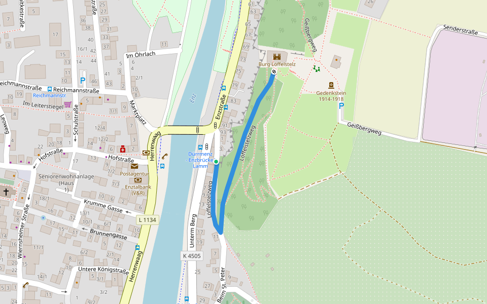 Löffelstelzweg walking route map in Mühlacker