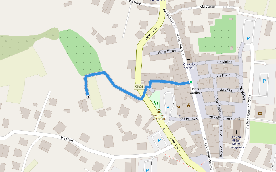 Via Vallone walking route map in Camporosso