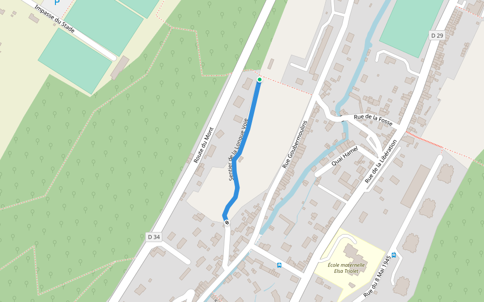 Sentier de la Longue Voie walking route map in Lillebonne
