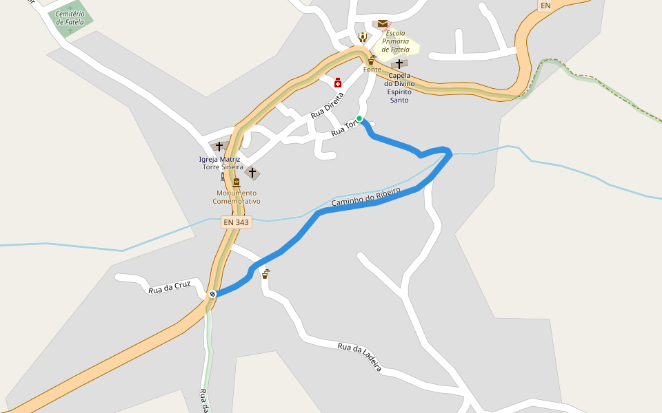 Caminho do Ribeiro walking route map in Covilhã