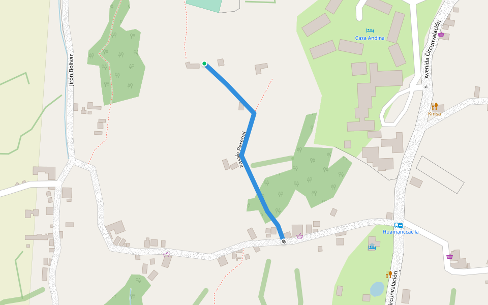 Pasaje Peregal walking route map in Urubamba