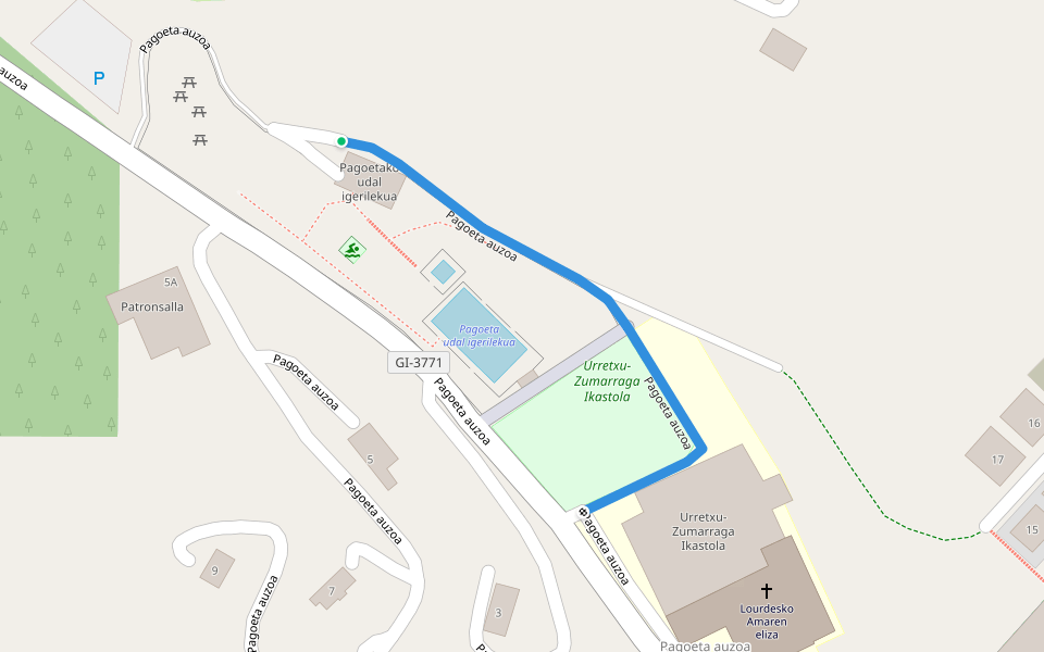 Pagoeta auzoa walking route map in Urretxu