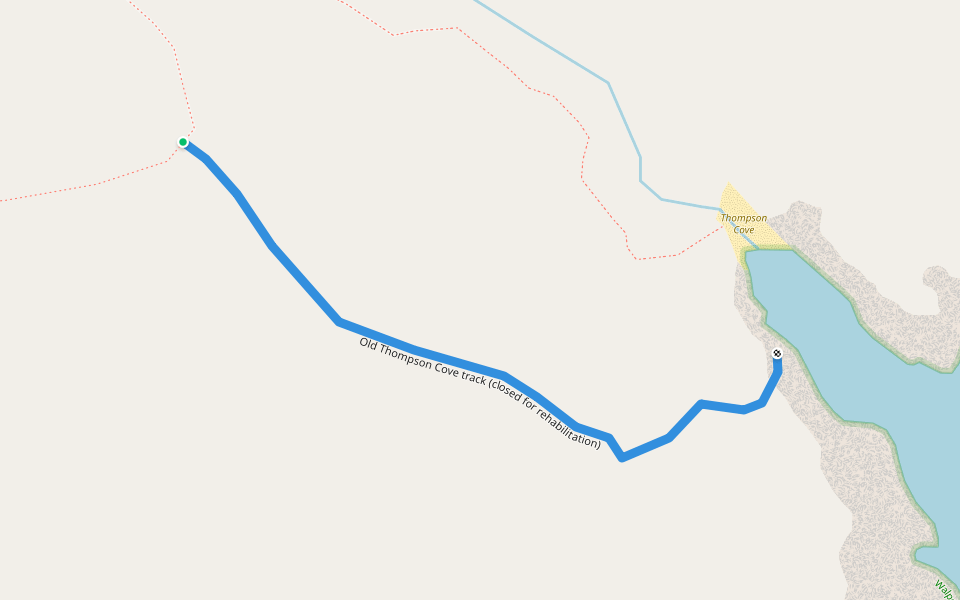 Old Thompson Cove track (closed for rehabilitation) walking route map in Broke