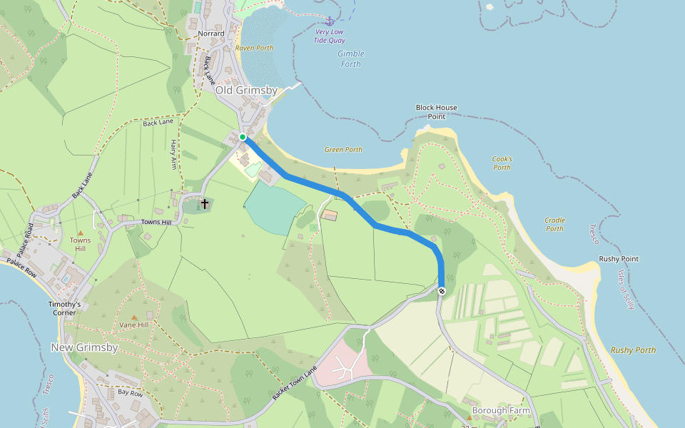 Tommy's Hill walking route map in Tresco