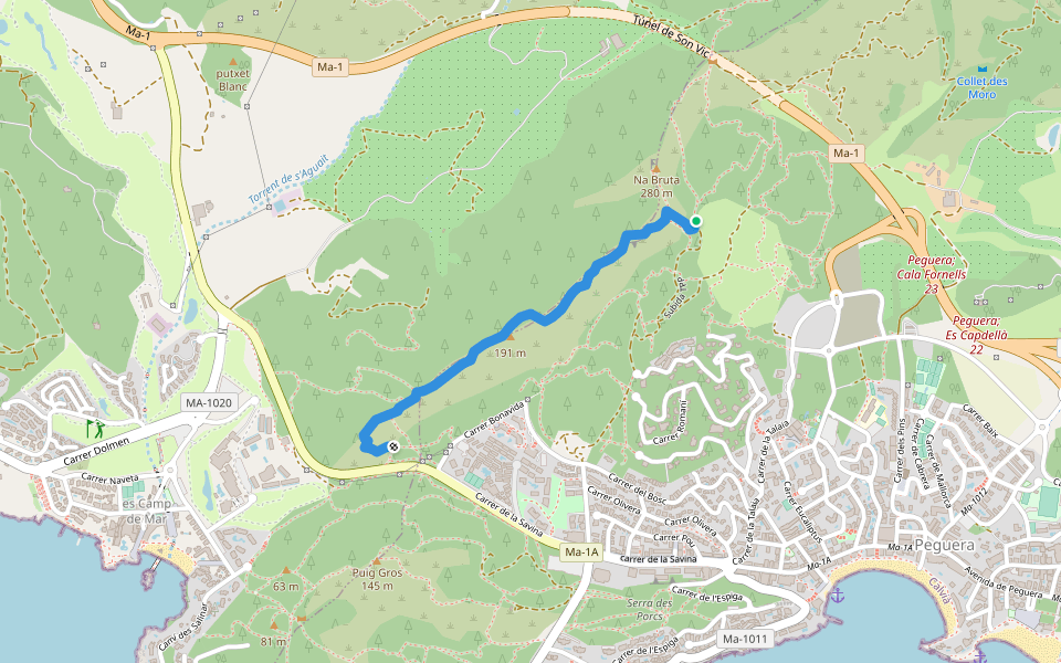 Loca Loca walking route map in Calvià
