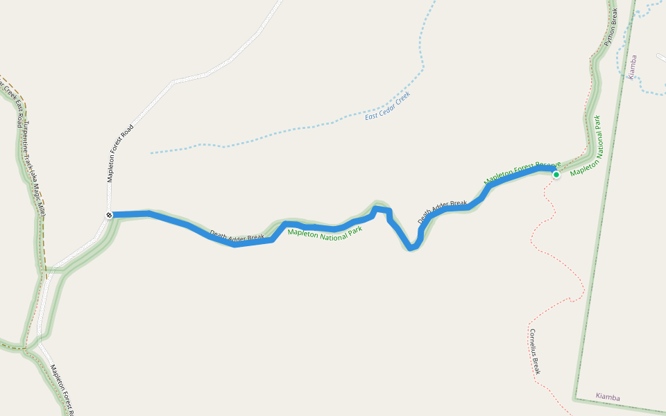 Death Adder Break walking route map in Kiamba