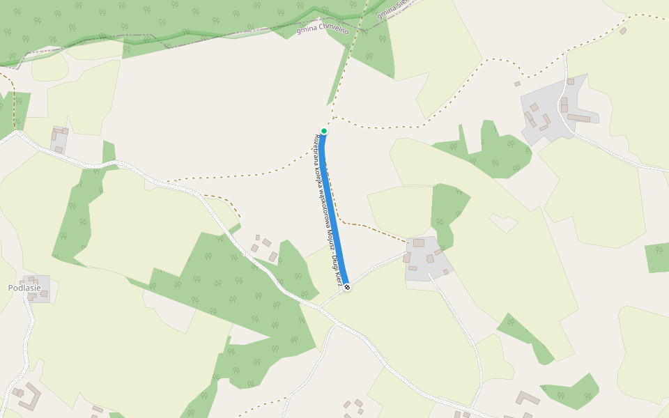 Rozebrana kolejka wąskotorowa Mojusz - Długi Kierz walking route map in Borzestowo