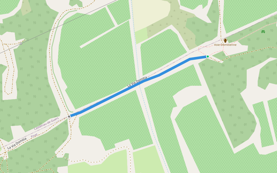 La Via Domitia walking route map in Pinet