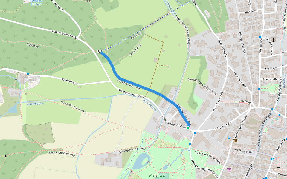 Dorschhauser Weg walking route map in Bad Wörishofen