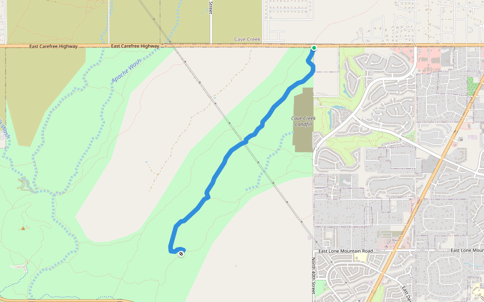 Cliff Walk Trail walking route map in Cave Creek