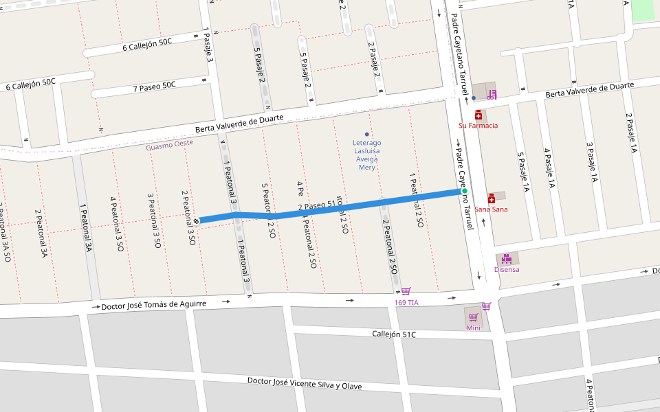 2 Paseo 51 walking route map in Esteros
