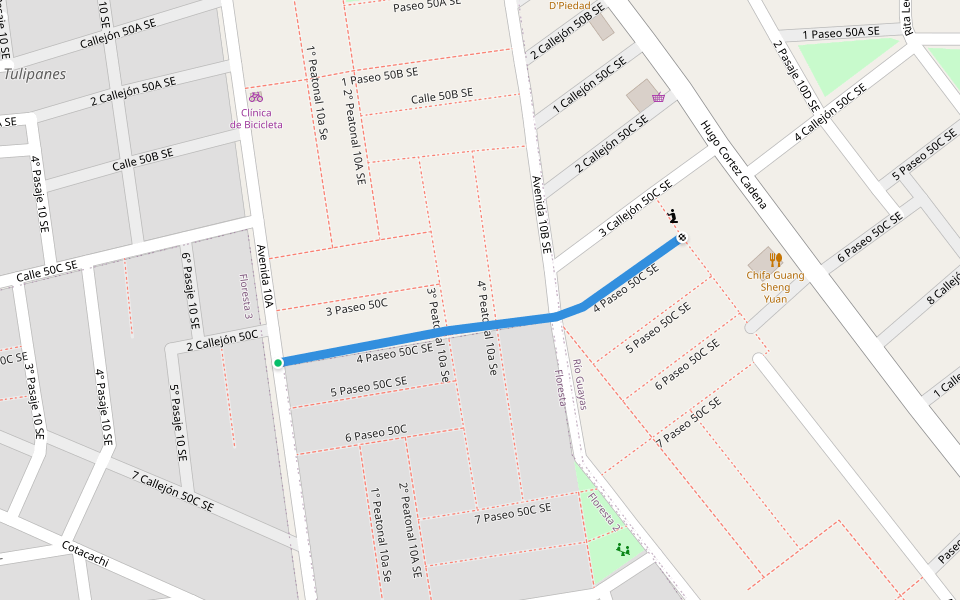 4 Paseo 50C SE walking route map in Los Tulipanes Guasmo Norte